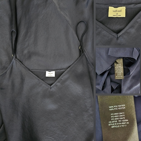 🇨🇦 Aritzia Wilfred Admiral Navy Blue Only Slip Dress - Picture 16 of 16